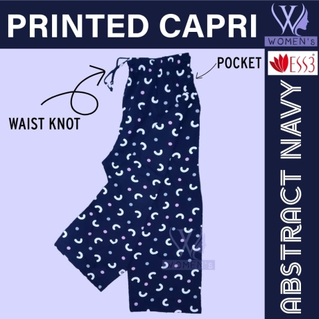 Women's Printed Capri Abstract Navy