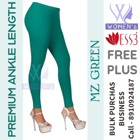 Women's MZ Green Color Ankle Length Leggings