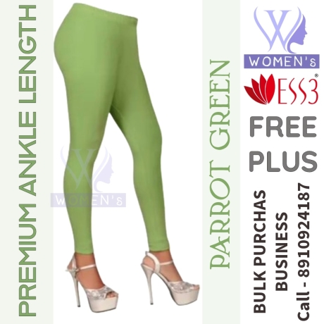 Women's Parrot Green Color Ankle Length Leggings