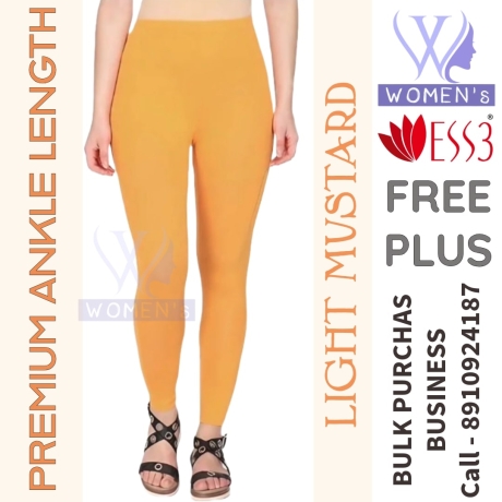 Women's Light Mustard Color Ankle Length Leggings