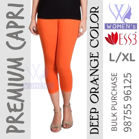 Women's Deep Orange Colored Premium Capri