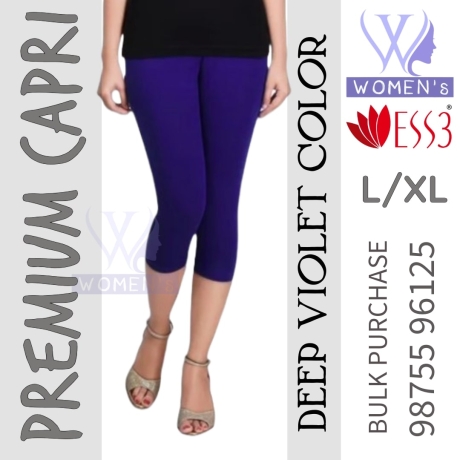 Women's Deep Violet Colored Premium Capri