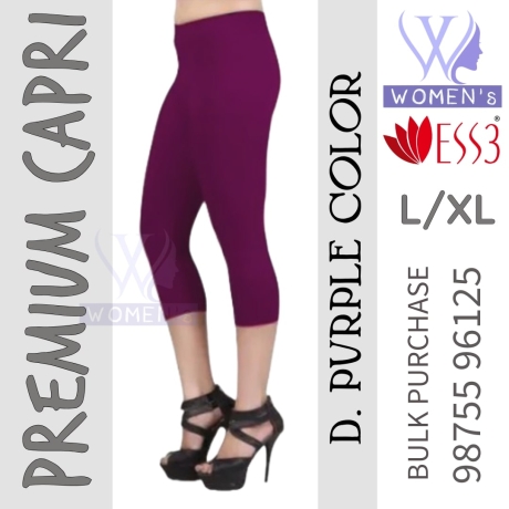 Women's Deep Purple Colored Premium Capri