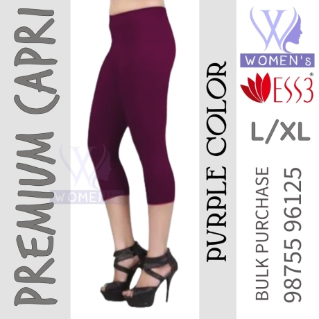 Women's Purple Colored Premium Capri