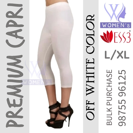 Women's OFF White Colored Premium Capri