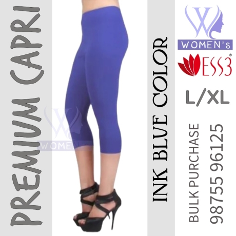 Women's Ink Blue Colored Premium Capri