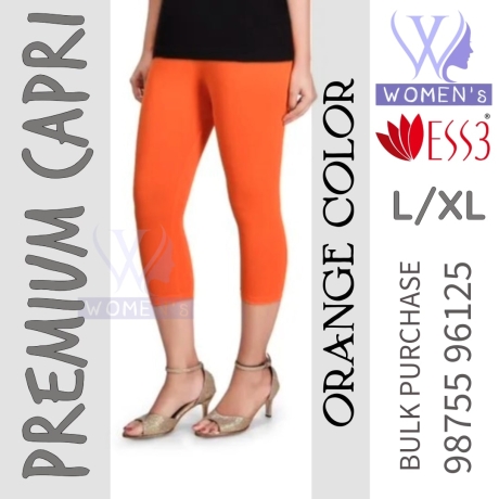 Women's Orange Colored Premium Capri