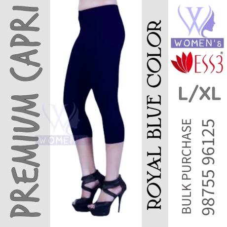 Women's Royal Blue Colored Premium Capri