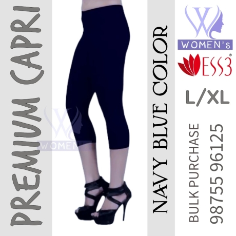 Women's Navy Blue Colored Premium Capri