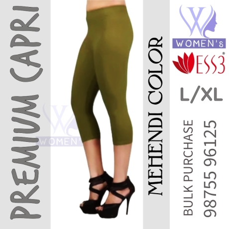 Women's Mehendi Colored Premium Capri