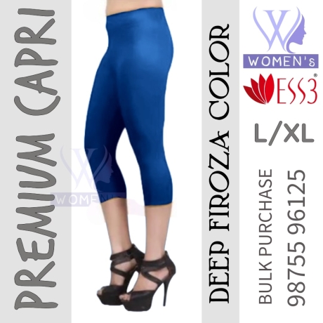 Women's Deep Firoza Colored Premium Capri