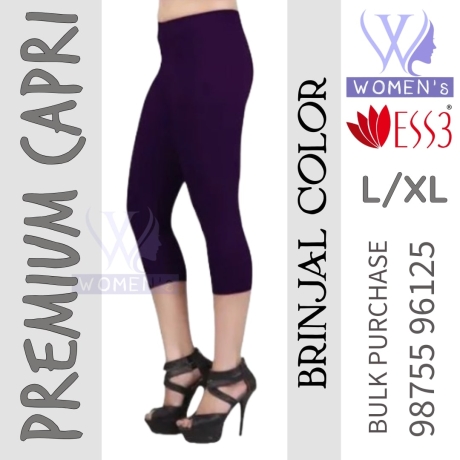 Women's Brinjal Colored Premium Capri