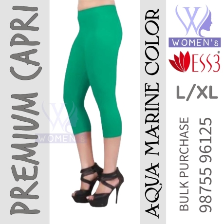 Women's Aqua Marine Colored Premium Capri