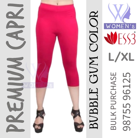 Women's Bubble Gum Colored Premium Capri