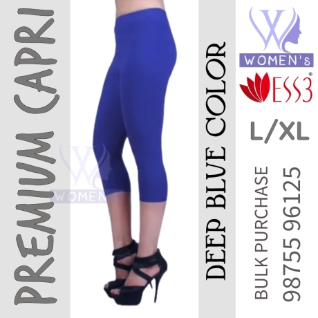 Women's Deep Blue Colored Premium Capri