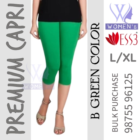 Women's Banana Green Colored Premium Capri