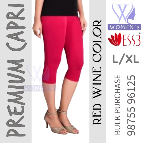 Women's Red Wine Colored Premium Capri