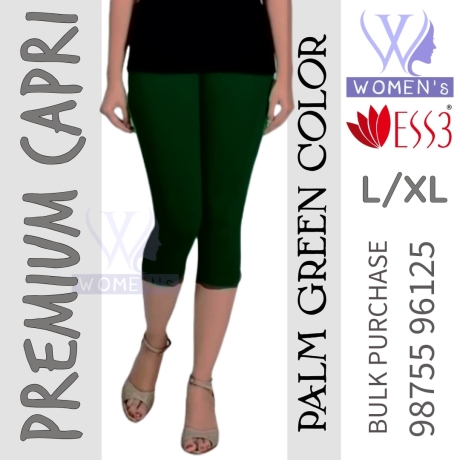 Women's Palm Green Colored Premium Capri