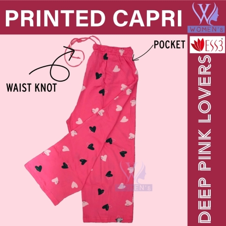 Women's Printed Capri Pink Lovers