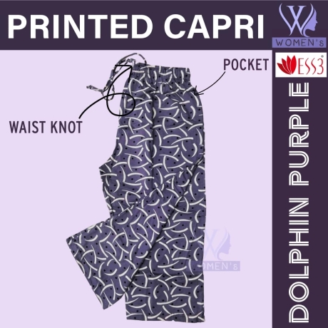 Women's Printed Capri Dolphin Purple