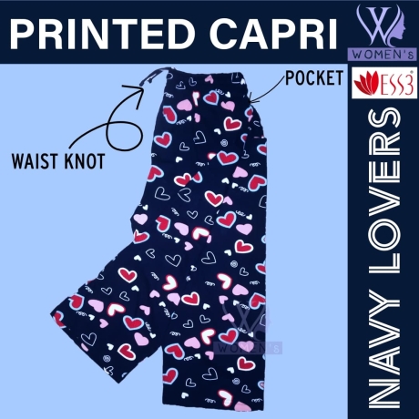 Women's Printed Capri Navy Lovers XLarge