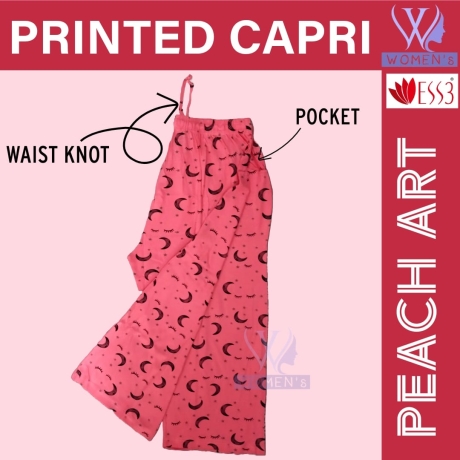 Women's Printed Capri Peach Art