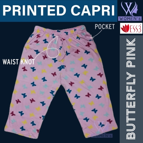 Women's Printed Capri Butterfly Pink