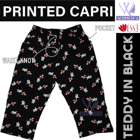 Women's Printed Capri Teddy In Black