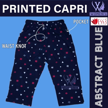 Women's Printed Capri Abstract Blue XLarge