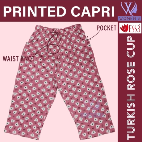 Women's Printed Capri Turkish Rose Cup Large