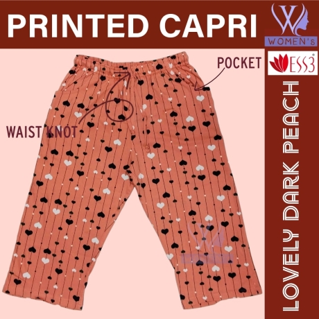 Women's Printed Capri Lovely Dark Peach